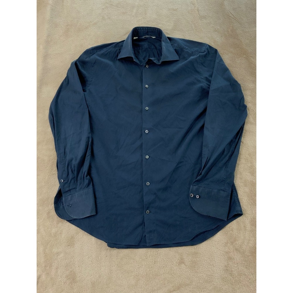 Suitsupply Extra Slim Fit Dress Shirt Mens size 41/16 Navy Blue‎ Long Sleeve EUC